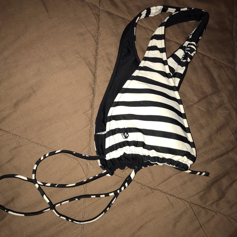 Black and White Striped Swimsuit